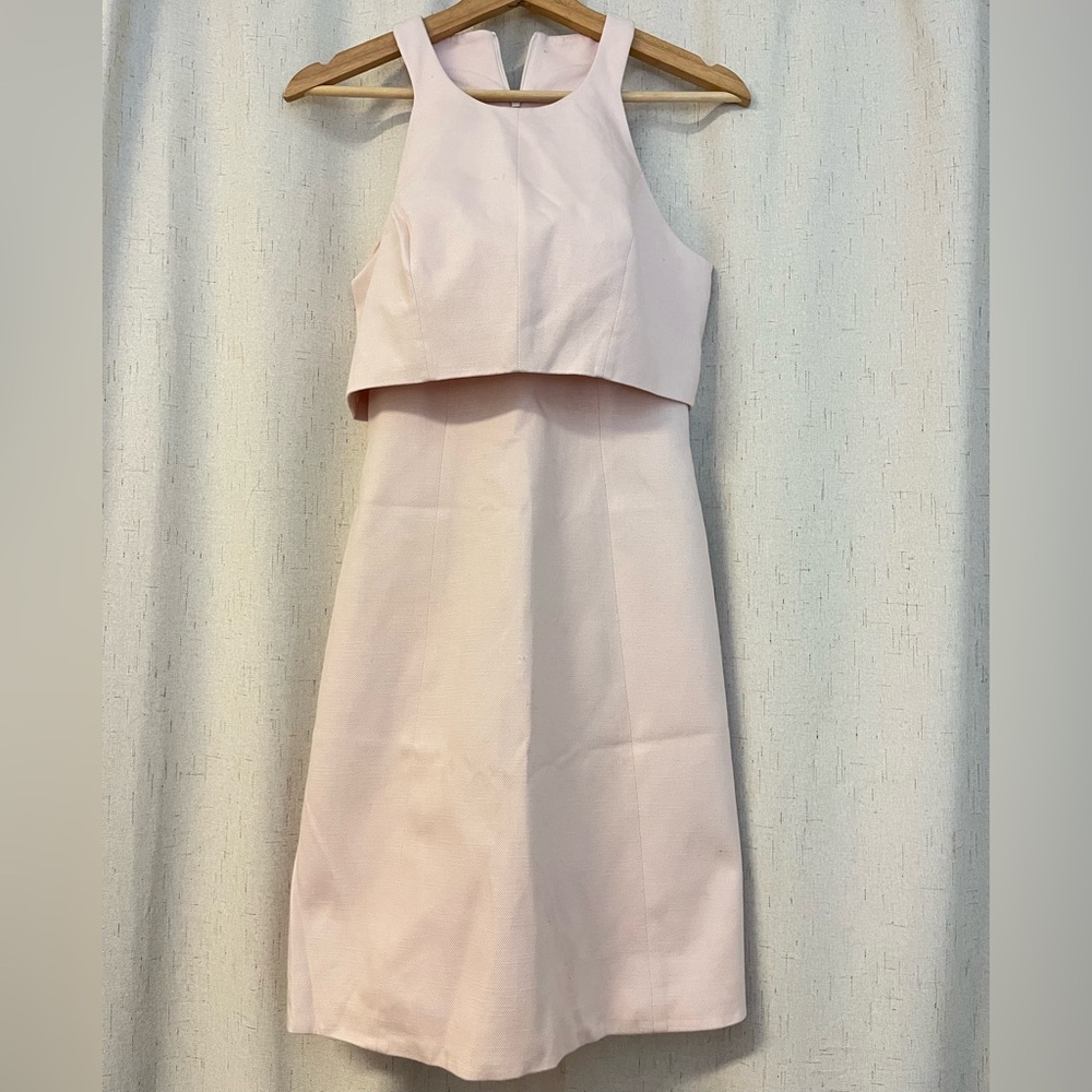 Karen Millen Tailored Cotton Blush Textured Midi Dress $499 - Picture 3 of 7